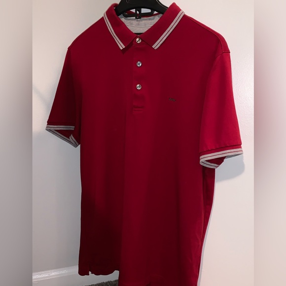 Michael Kors Men's Greenwich Logo Jacquard Polo Shirt - Ruby Red - Picture 4 of 7